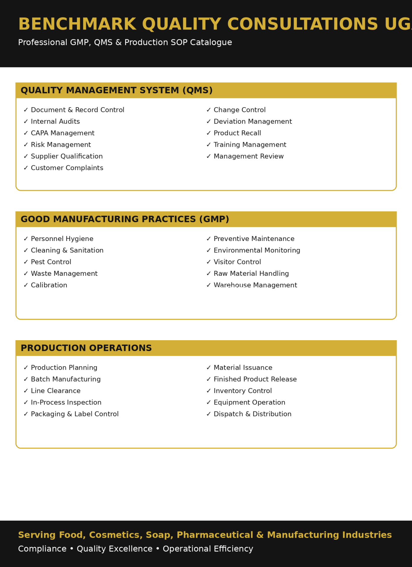 Standard operating procedures for sale in Kampala - Yilick