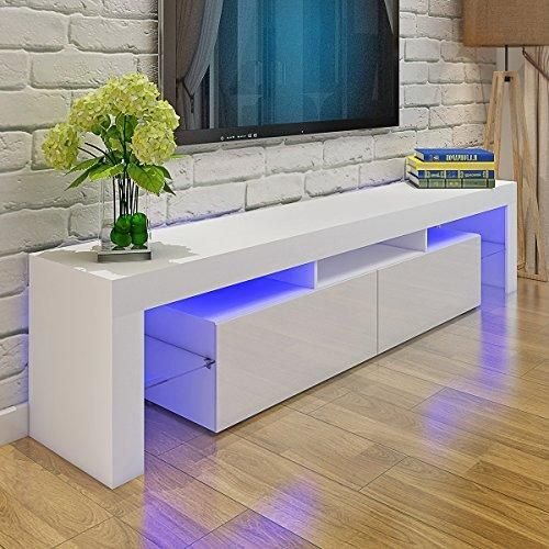 Modern White TV Stand with LED Lighting for sale in Kampala - Yilick