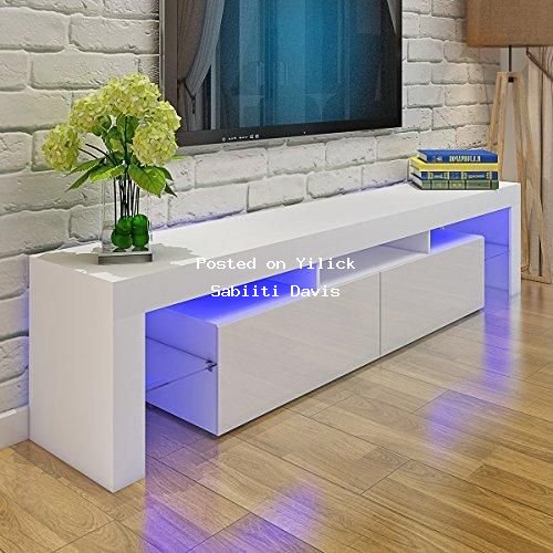 Modern White TV Stand with LED Lighting for sale in Kampala - Yilick
