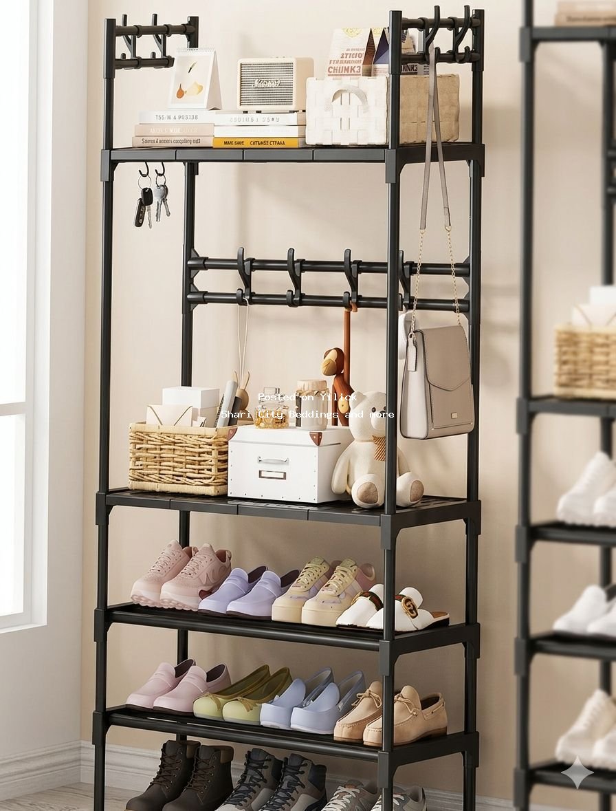 Stylish Multi-Tier Shoe Rack with Hooks for sale in Kampala - Yilick