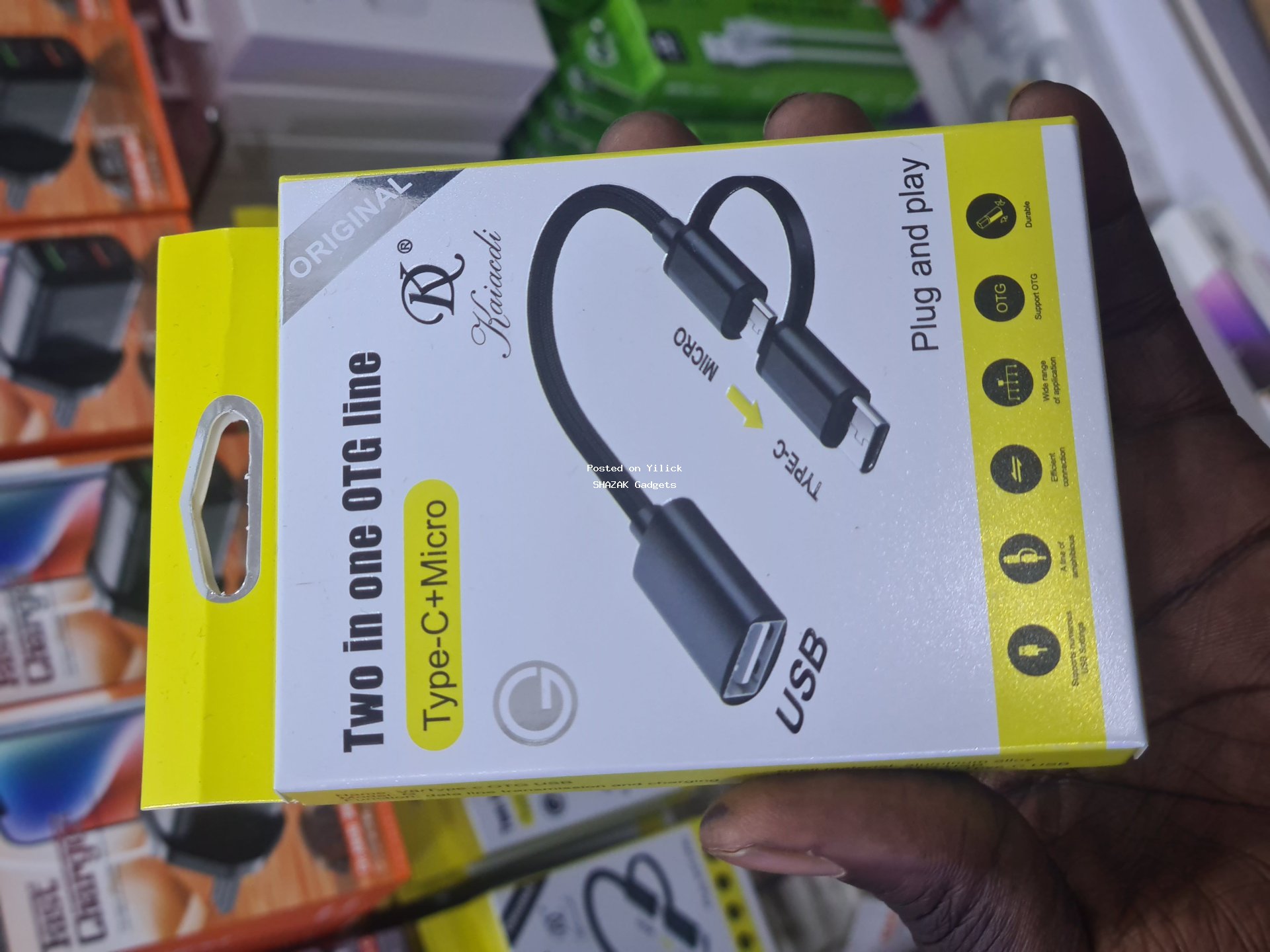Two in One OTG Line - Type-C & Micro USB Adapter for sale in Kampala - Yilick