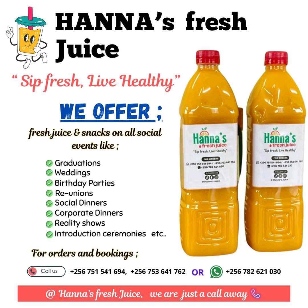 1 ltr, 5 ltrs, 20 ltrs natural Hanna's fresh juice for sale in Kampala - Yilick