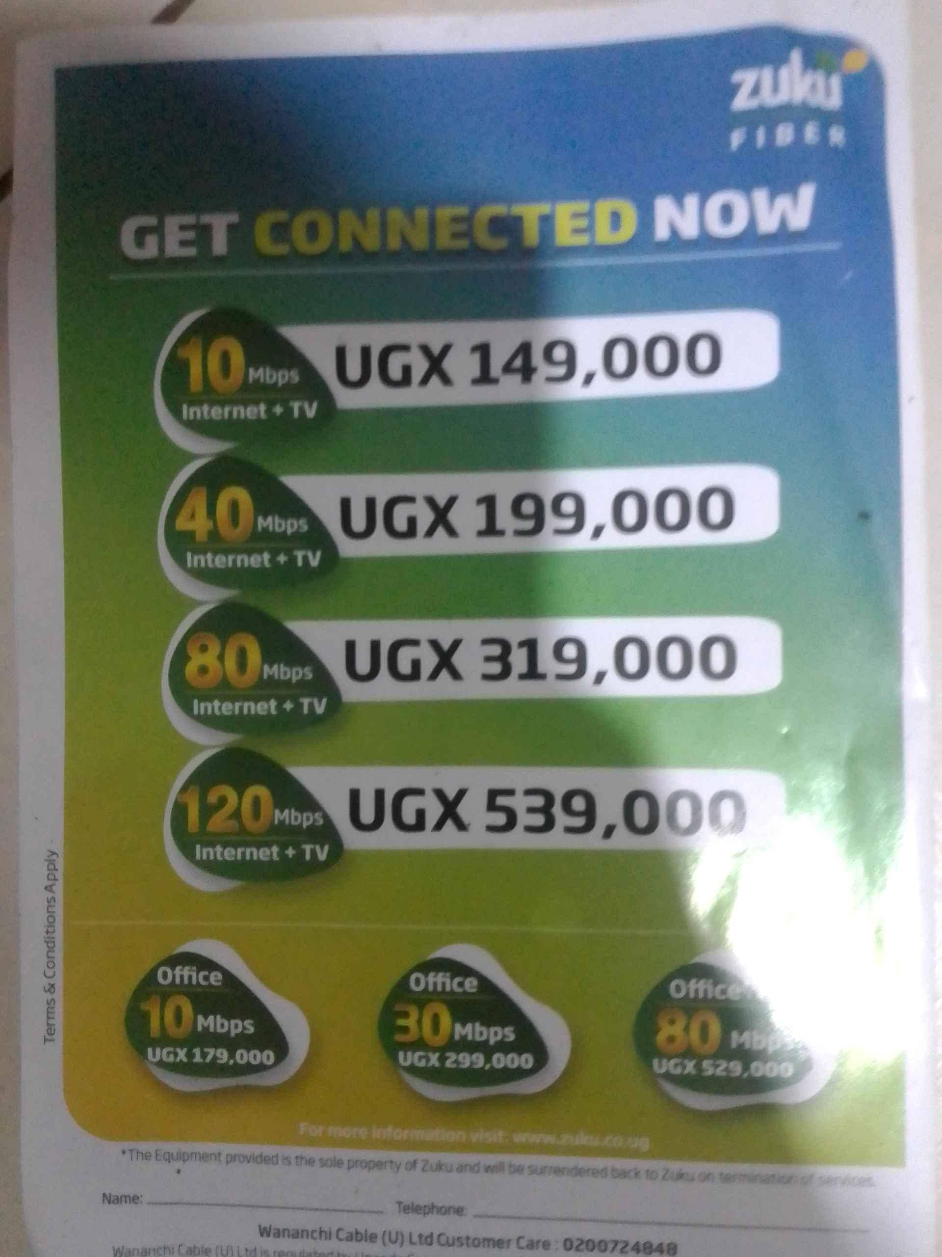 Zuku unlimited fibre home and office internet for sale in Kampala - Yilick