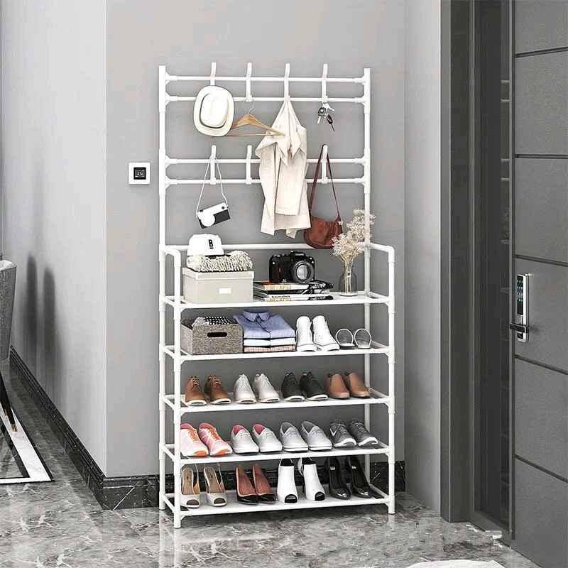 A 5 layer white metallic shoe rack for sale in Kampala - Yilick