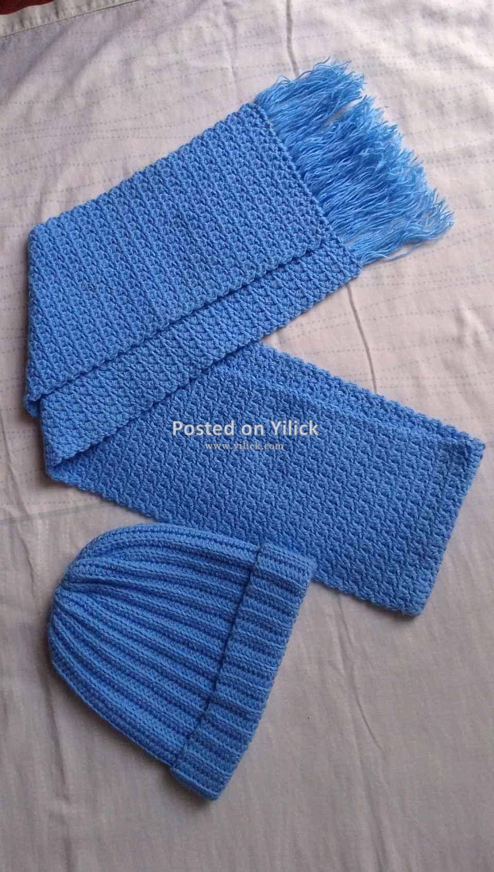 Trending blue unisex scarf set for sale in Kampala - Yilick