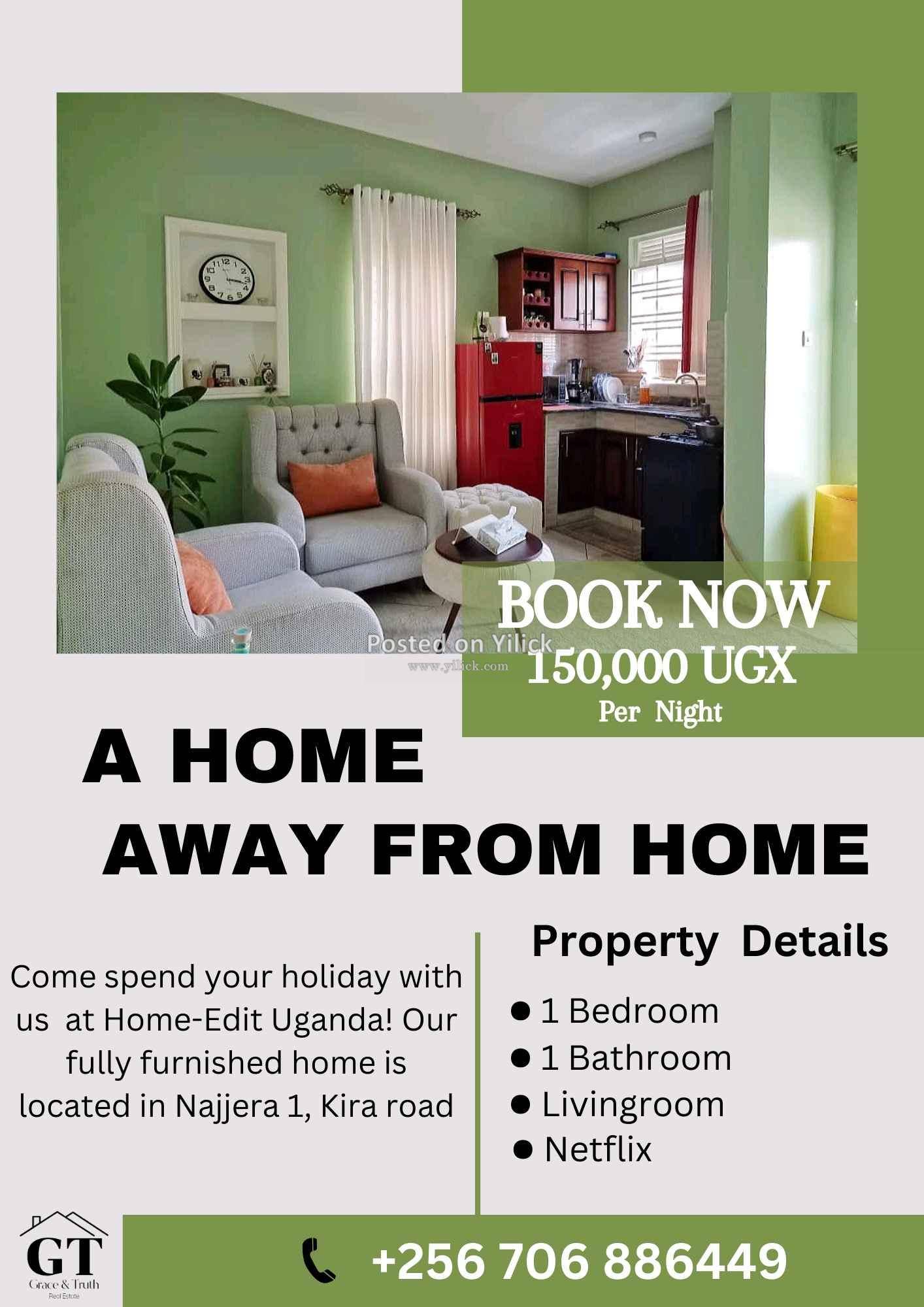 1 bedroom fully furnished Apartment for rent in Najjera  for sale in Kampala - Yilick