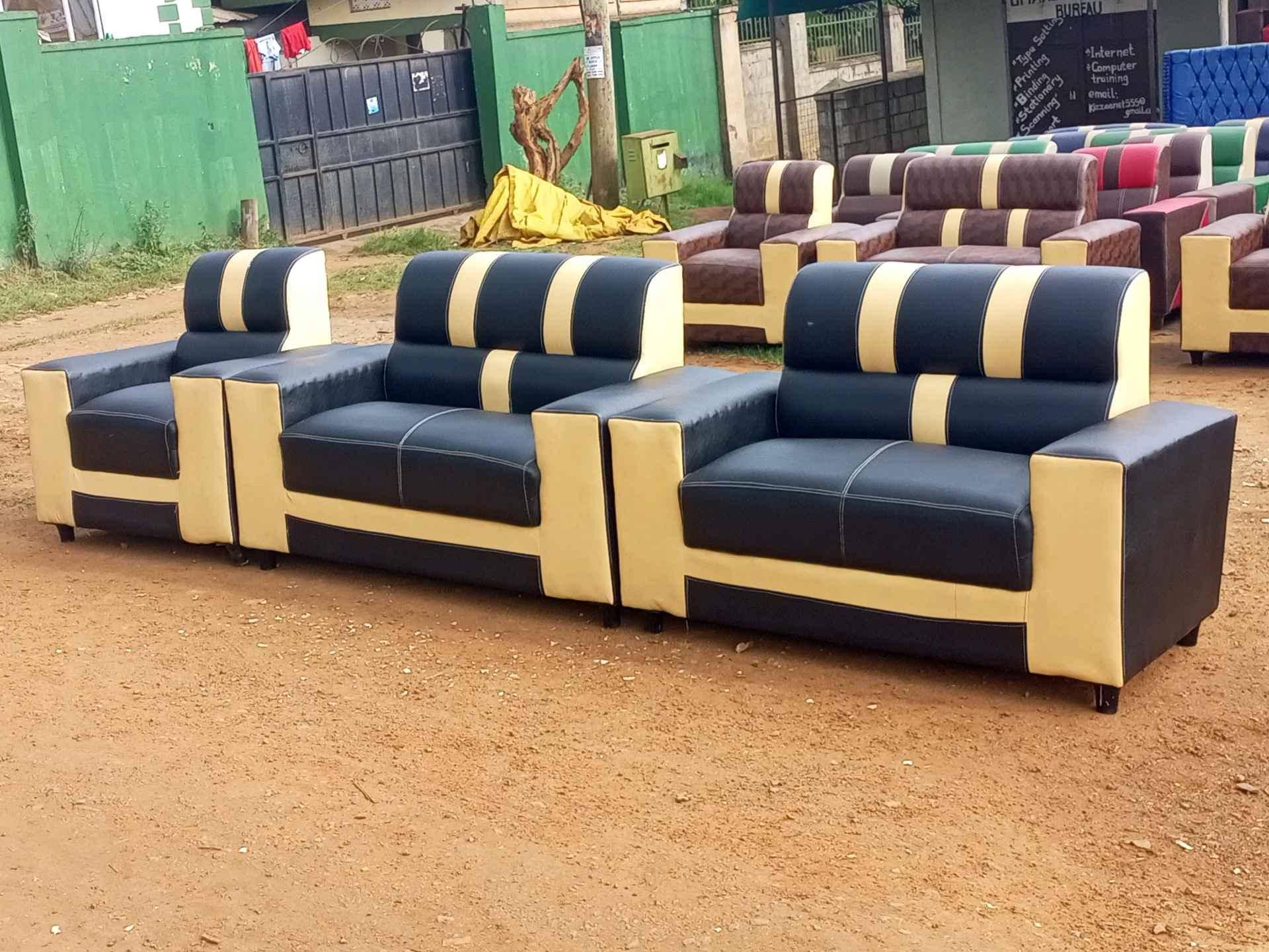 Black Leather Five Seater Sofa Set  for sale in Kampala - Yilick
